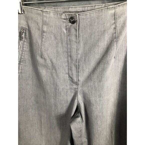 Jacky Vanilia Becky Gray Denim Trouser Pants Size 14 With Zip Pockets - Picture 13 of 16